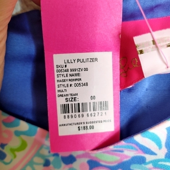 NWT Lilly Pulitzer Masey Romper multi dream team sz 00 - Picture 5 of 10